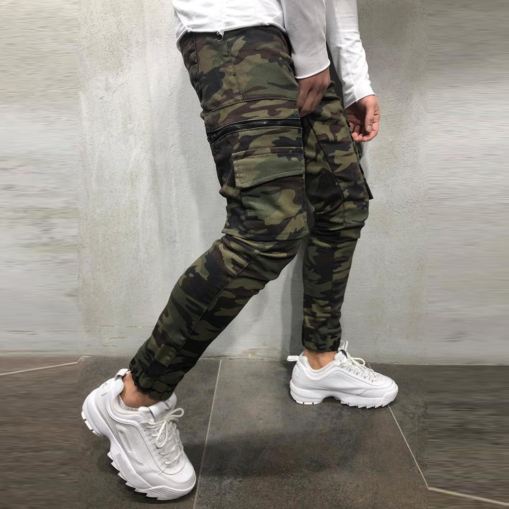 Camouflage Cargo Pants Men Fashion Clothing Military Camo Pants Autumn High  Street Style Hip Hop Plus Size Trousers 202 size 29 Color Green